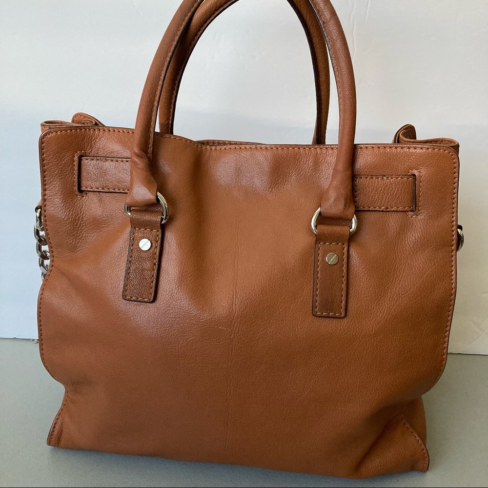 Michael Kors Hamilton Leather Handbag | Sholder Bag Silver Hardware - Picture 7 of 16